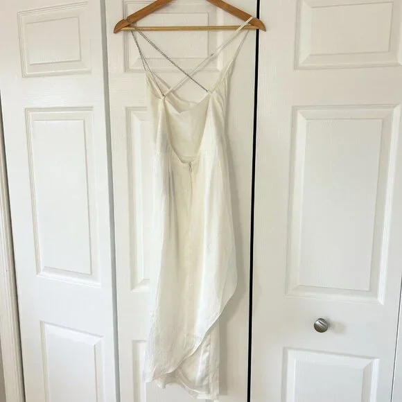 NWT Michael Costello x REVOLVE Tessa Ivory Satin Drape Midi Dress Size M - Picture 6 of 10